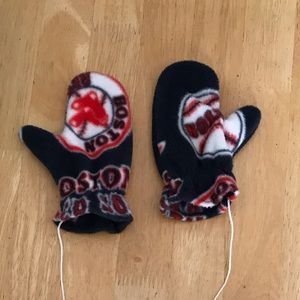 Homemade Fleece Red Sox Mittens